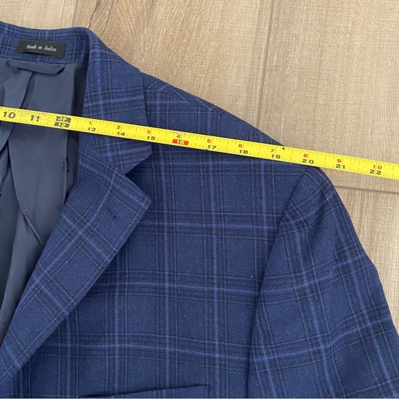 Ralph Lauren Men's Navy Windowpane Wool Blend Blazer Jacket 46R Business Casual - Picture 16 of 16